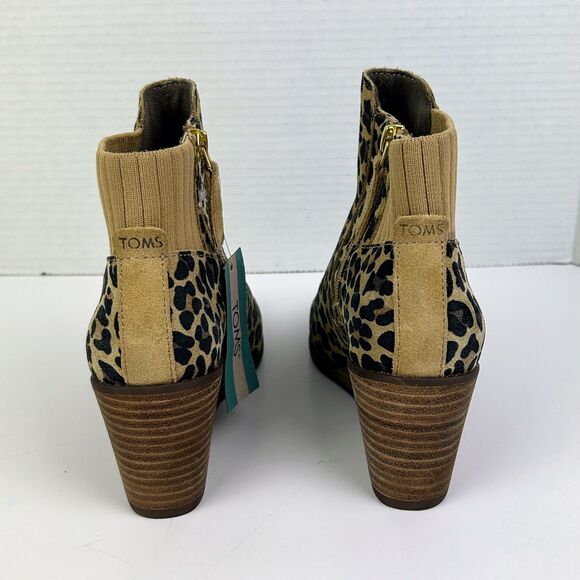 NWT Toms Sadie Suede Wedge Heel Ankle Booties Leopard Print Boots Brown 5.5 NEW - Picture 6 of 11